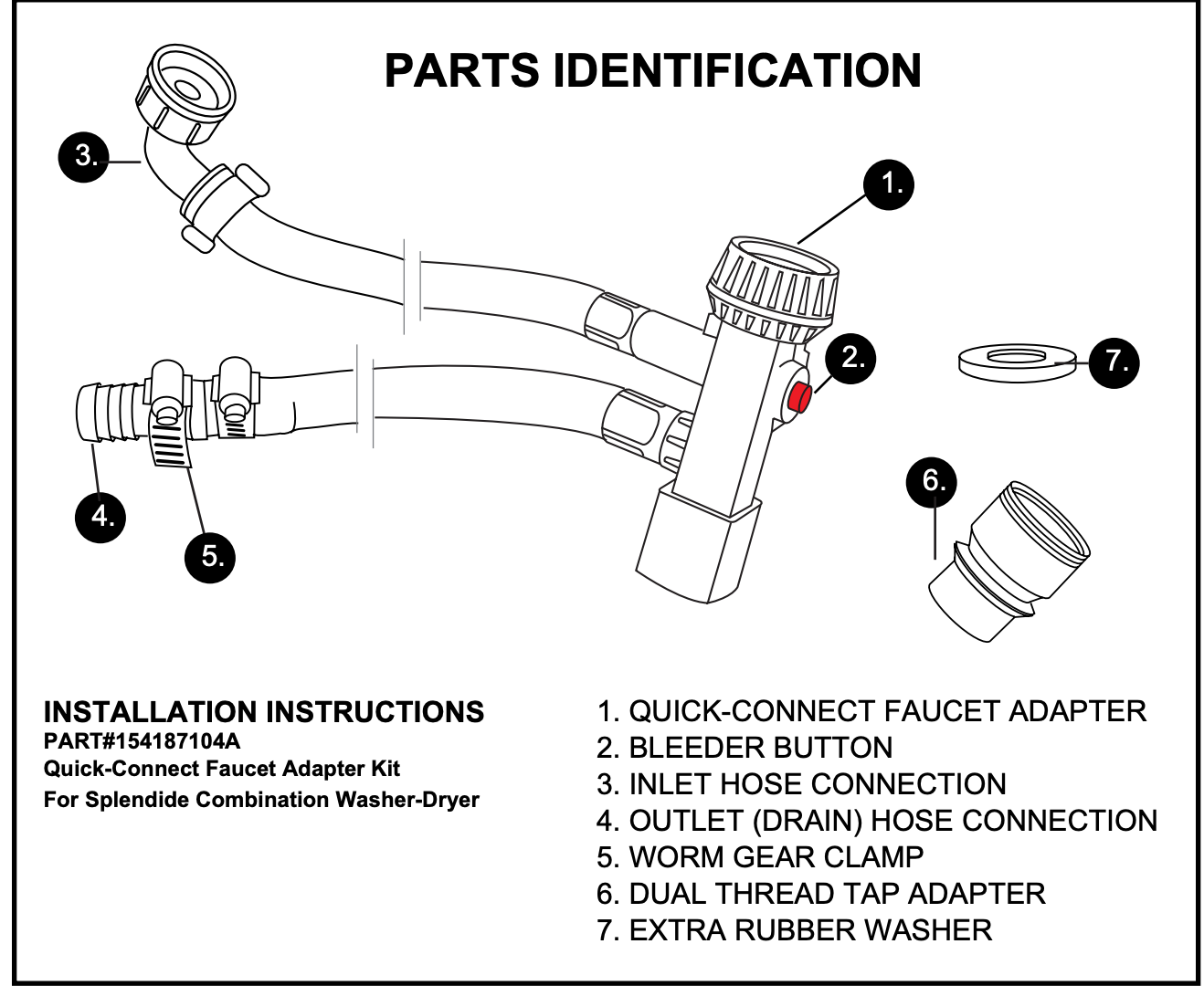 Splendide Faucet Adapter Assembly 154187104A